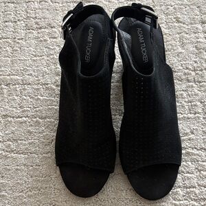 Adam Tucker Women's Black Suede Leather Sandal